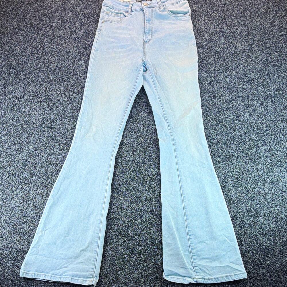 Sweet Look Girls Flared Light Wash Blue Denim Jeans, Size 9 Slim, Stretch